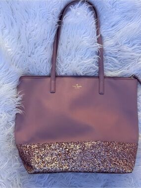 Kate Spade New York Greta Court Penny Glitter tote in a dusty peony/lilac